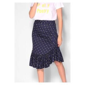 Baum Und Pferdgarten Julie Asymmetrical Polka Dot Ruffle Skirt L Blue